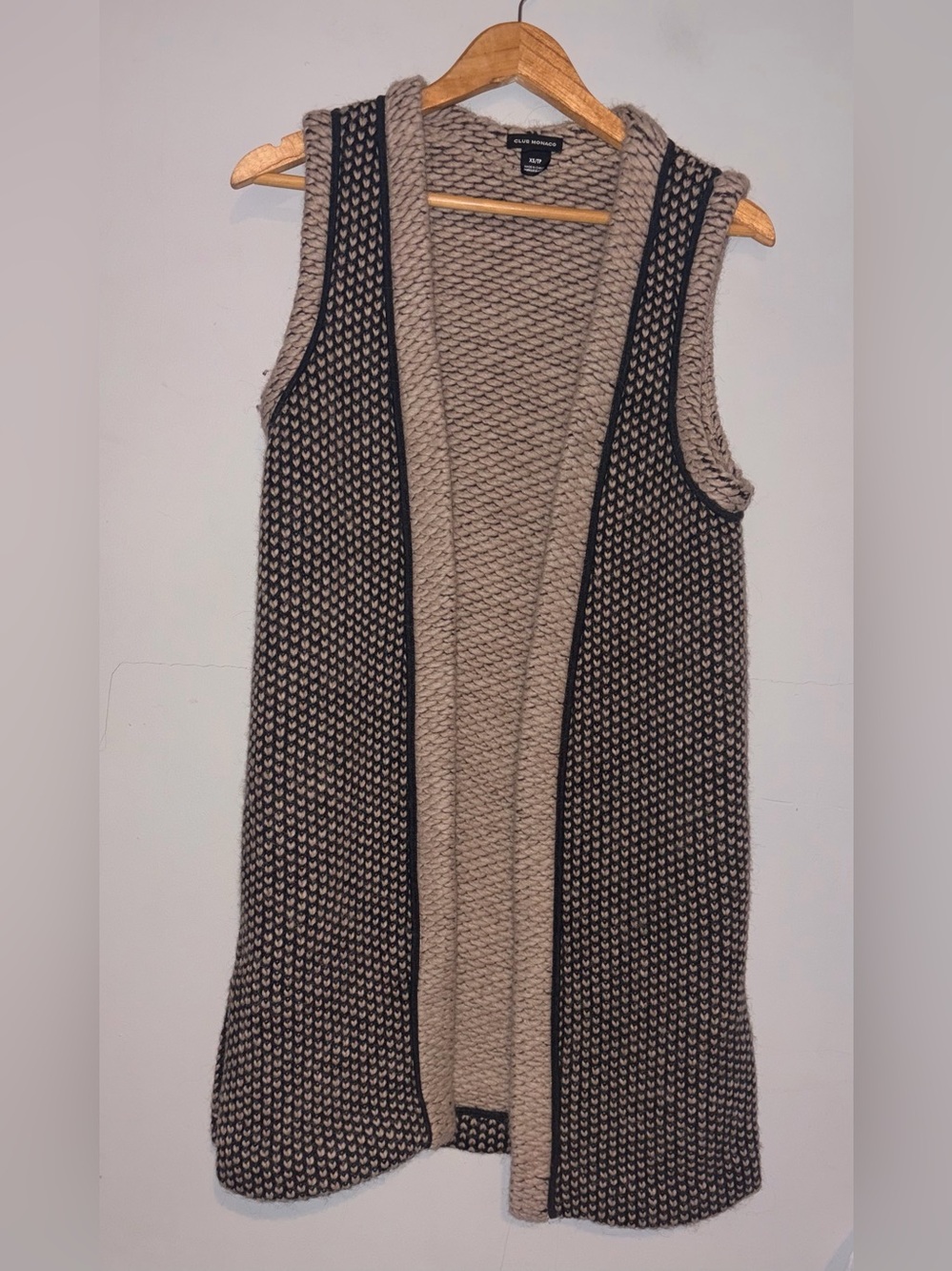 Club Monaco Open Front Textured Knit Longline Sweater Vest XS